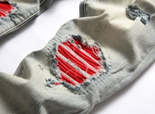 Miniatura 4 de OIIIO Jeans elásticos rasgados de ajuste regular para hombre