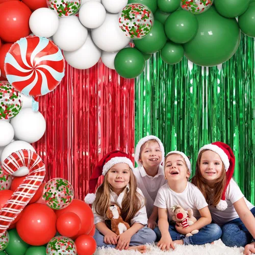 Miniatura 2 de Kit de arco de guirnalda de globos de Navidad de 153 piezas de AIBIIN, globos de fiesta de Navidad, decoraciones de globos blancos, rojos y verdes