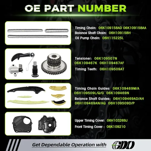 Miniatura 3 de Kit de cadena de distribución Audi Q5 2.0T con junta de tapa de válvula EA888 para Audi Q5 A4 A6 1.8T 2.0T, Volkswagen Jetta Tiguan Passat