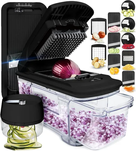 Fullstar Cortador de Mandolina para Cocina - Picador de Verduras, Cebolla, Patata, Picador de Alimentos, Verduras, Frutas, Cortador y Rebanador con