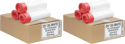 Miniatura 6 de Aluf Plastics - Bolsas de basura largas con cordón para cocina de 13 galones, grosor de 0.9 mil, 24 x 27 pulgadas, 200 unidades a granel, bolsas