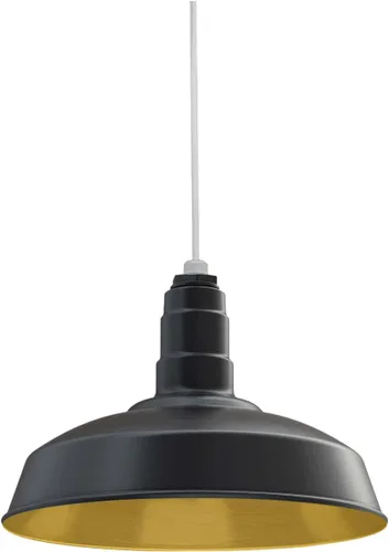 Miniatura 65 de Steel Lighting Co. Carson Barn Light Colgante montado en el techo Cúpula de 16 pulgadas Cable negro Luz de acero de estilo industrial