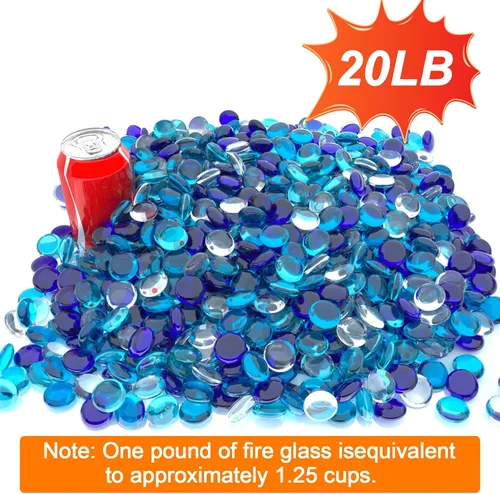Miniatura 2 de Uniflasy Vidrio para hoguera de 20 libras, cuentas de vidrio reflectantes de 1/2 pulgada para hoguera y chimenea al aire libre, color mixto de alto