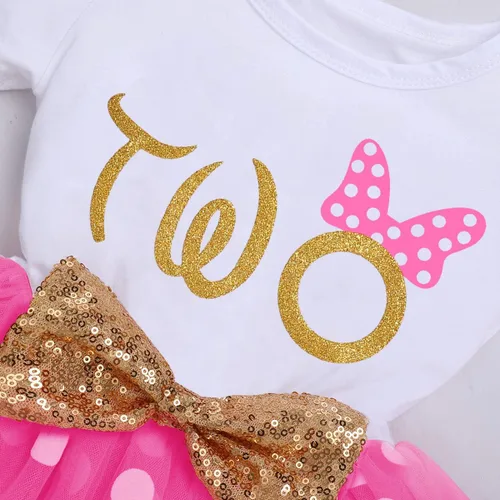 Miniatura 2 de IBTOM CASTLE - Vestido de princesa con falda tipo tutú para niñas que cumplan 1 o 2 años, incluye moñito con lentejuelas