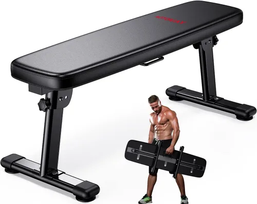 Banco de pesas plegable con asa de transporte plana para entrenamiento en casa, banco de fitness multiusos
