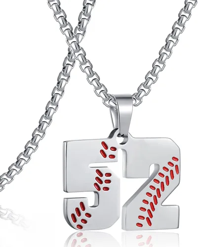 Miniatura 162 de SKQIR Colgante de número de jersey de béisbol para hombres y niños - Cadena de acero inoxidable para atletas - Negro