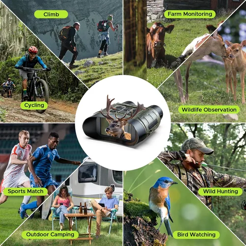 Miniatura 7 de Gafas de visión nocturna, prismáticos de visión nocturna 4K de 112 MP para adultos, zoom 12X y batería de 5000 mAh, tarjeta de 64 GB incluida