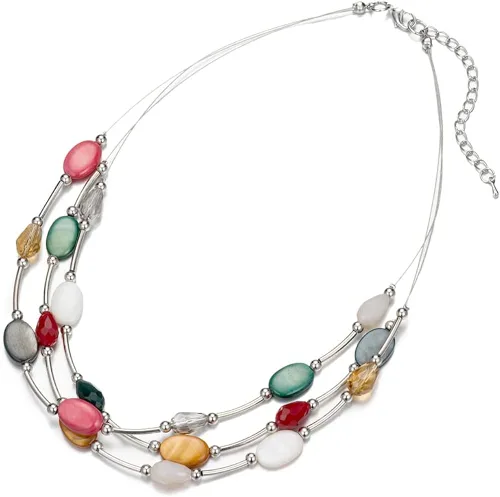 Miniatura 3 de Collar a capas con cristal para mujer, gargantilla con cadena de plata gruesa, regalo de cumpleaños para mujer