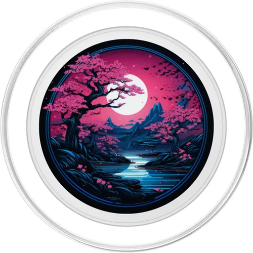 Miniatura 2 de PopSockets MagSafe PopGrip de color rosa japonés Sakura Cherry Blossom Moon PopSockets para iPhone