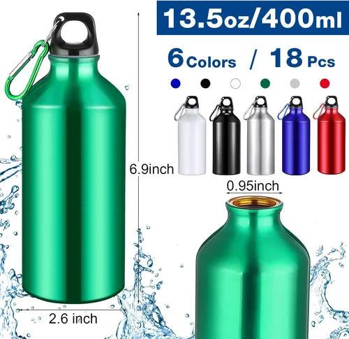 Miniatura 2 de Potchen Paquete múltiple de 18 botellas de agua de aluminio a granel para graduación de fin de año, enfermeras, profesores, regalos de metal