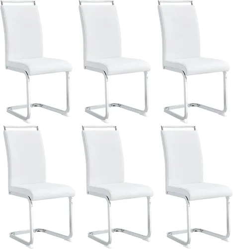 Miniatura 21 de Baysitone Juego de 2 sillas de comedor modernas, de piel sintética sintética, con respaldo alto, tapizadas, con diseño de respaldo a rayas Negro