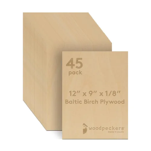 Miniatura 24 de Woodpeckers - Madera contrachapada de abedul báltico, 0.118 in, 1/8 x 5 x 7 pulgadas, paquete de 12 hojas de abedul báltico de grado B/BB, perfectas