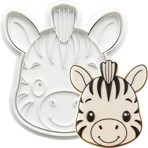 Miniatura 13 de Juego de 8 cortadores de galletas de animales con mango de sello 3D, diseño de selva para cocina, formas de pastel de ácido poliláctico
