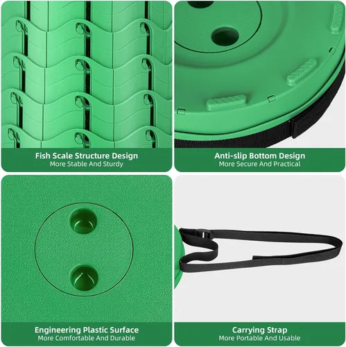 Miniatura 5 de Qiguet Taburete plegable, silla plegable, silla portátil mejorada con capacidad de carga de 400 libras, taburete portátil para camping, pesca