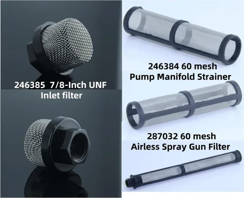 Miniatura 2 de (5+7+7) Juego de filtros de pulverización sin aire 246385 246384 287032 compatible con Graco 390 395 490 495 595 595 3400 piezas de pulverizador sin