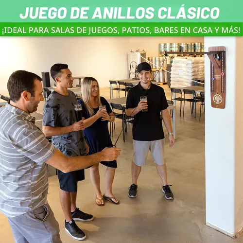 Miniatura 2 de GoSports Hook 21 - Juego de Anillo de Montaje en Pared - Juega en Interiores o Exteriores con Brazo Plegable Marrón