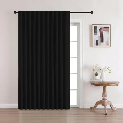 Miniatura 36 de CUCRAF Juego de 2 paneles de cortinas 100% opacas de lino de 84 pulgadas de largo, con pestaña trasera y bolsillo para barra para sala de estar