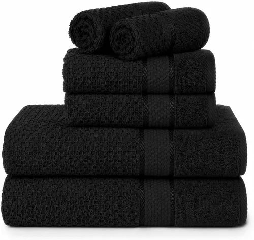 Ample Decor Juego de toallas de baño 100% algodón, 6 piezas, suaves y absorbentes, de secado rápido, juego de toallas de baño (2 toallas de baño, 2