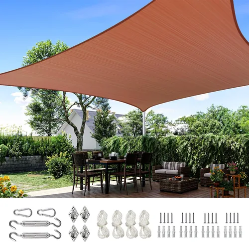 Toldo Quictent de polietileno de alta densidad, 6.53 oz/m², rectangular, para exteriores, 98 % protección UV, kit de herramientas, sombra para patio