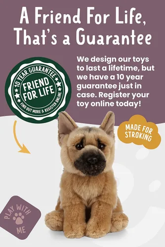 Miniatura 6 de Living Nature - Animal de peluche de pastor alemán, animal de perro esponjoso, juguete suave para niños, 8 pulgadas