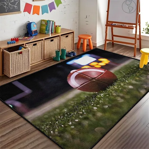 Miniatura 30 de Alfombra deportiva, campo de fútbol verde, 4 x 5 pies, nailon, antideslizante, lavable