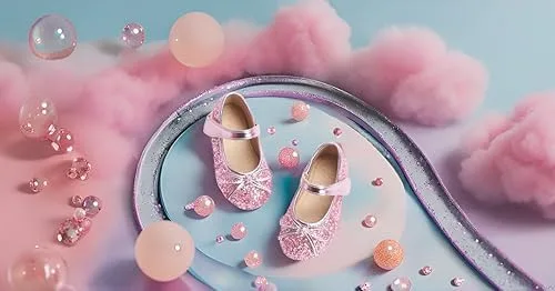 Miniatura 8 de Otter MOMO Zapatos planos de bailarina para niña, con lazo decorativo, ideales para llevar con vestido y combinan bien con flores, para escuela
