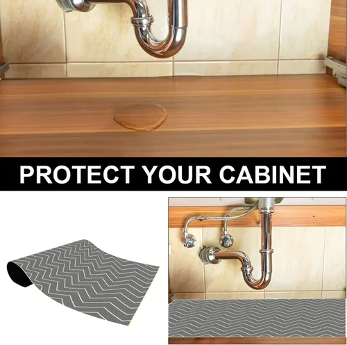 Miniatura 3 de Tapete para debajo del fregadero, 24 x 36 pulgadas, tapetes premium duraderos e impermeables para proteger gabinetes de cocina y baño, forro de Negro