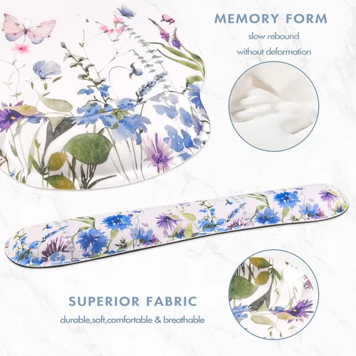 Miniatura 4 de Reposamuñecas para teclado, alfombrilla ergonómica para mouse con soporte de muñeca, reposamuñecas de espuma viscoelástica, base antideslizante