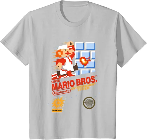 Miniatura 22 de Super Mario Dashin - Camiseta gráfica de acción, ajuste clásico, cuello redondo, color negro