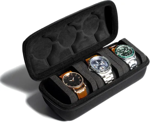 Funda de viaje rígida de 3 ranuras para reloj, caja de almacenamiento y organizador para hombres y mujeres, con almohada de reloj antimovimiento