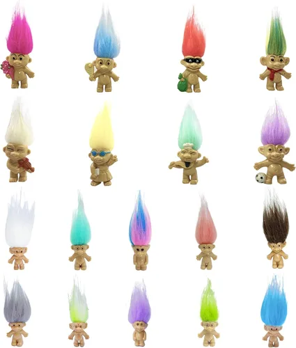 Miniatura 10 de Mini Muñecos Troll, Mini Figuras de Acción de Muñecos Troll Vintage de PVC, Toppers para Pasteles, Cromáticos, Adorables Pequeñitos Lindos