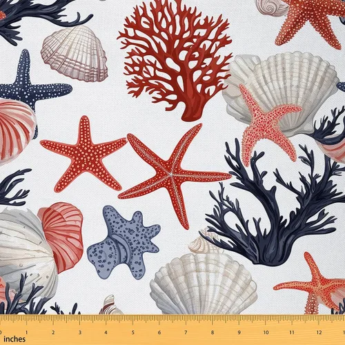 Miniatura 20 de jejeloiu The Yard, tela para tapicería de concha de mar para sillas, tela decorativa hawaiana de verano para exteriores, tela impermeable