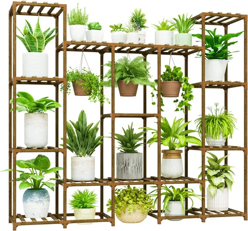 Bamworld Soporte grande para plantas para interiores y exteriores, estante colgante para múltiples plantas, soporte grande alto para sala de estar,