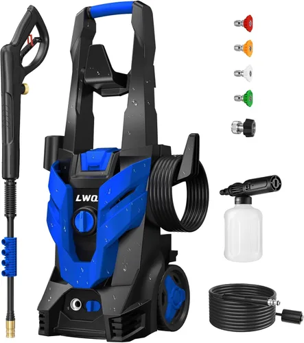 Lavadora a presión, lavadora eléctrica con 4 boquillas de conexión rápida, 1 cañón de espuma, máquina de limpieza de alta presión para automóviles,
