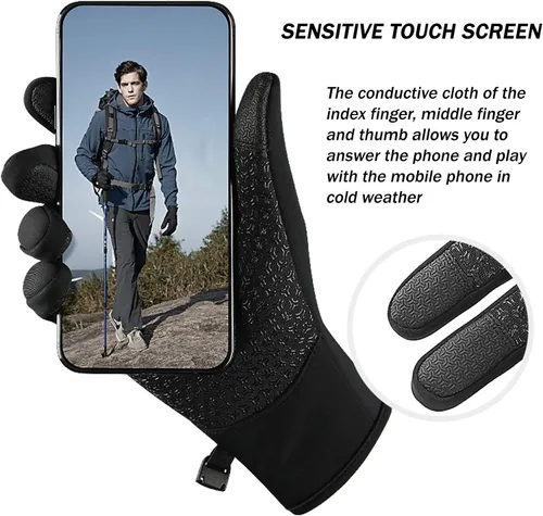 Miniatura 3 de CURELIX Guantes de invierno para hombres y mujeres, con pantalla táctil, cálidos, guantes térmicos para clima frío, para correr, ciclismo