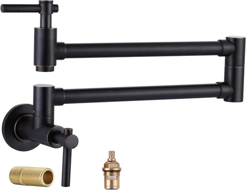 Miniatura 12 de Grifo de llenado de ollas para montaje en pared, grifo de cocina plegable con brazo oscilante de doble junta, grifo de latón elástico de un solo