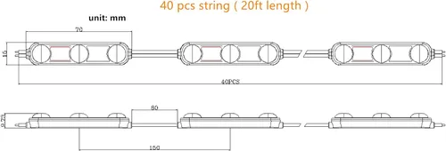 Miniatura 4 de Q QINGCHEN Módulo LED blanco cálido de 3000 K, 1.2 W, 12 V, sin entrada de polaridad, luz decorativa impermeable para letreros publicitarios