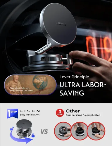 Miniatura 3 de LISEN Magsafe - Cargador de coche para 15 W, soportes magnéticos para teléfono para tu automóvil, cargador inalámbrico magnético para automóvil