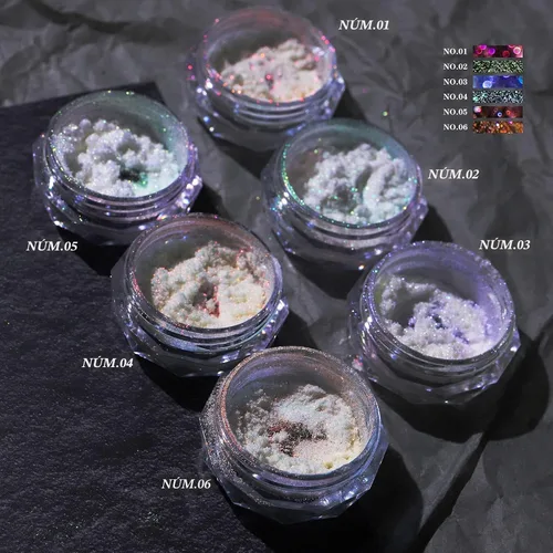 Miniatura 6 de 2 polvos de cromo Aurora para uñas blanco iridiscente, polvo de uñas cromado de sirena, polvo de perlas de uñas camaleón, cromo camaleón, pigmento 2