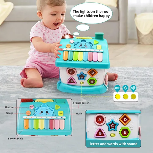 Miniatura 4 de Ming You Juguetes para niños de 1 año, 8 en 1 funcional casa musical juguetes educativos para bebés de 12 a 18 meses, juguete Montessori para niños