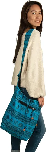 Miniatura 6 de Azul Patchwork hecho a mano Crossbody grande Hobo bolso de hombro Hippie Boho moda todos los días único