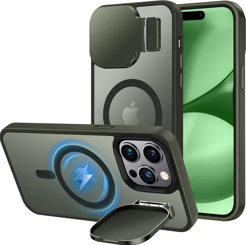 Miniatura 15 de Silverback Funda para iPhone 14 Pro Max con funda para cámara, compatible con MagSafe, con soporte integrado, funda magnética translúcida mate a