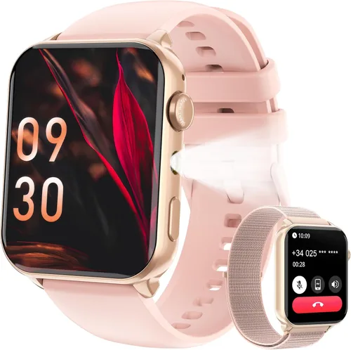 Reloj inteligente para mujeres y hombres, reloj de fitness con pantalla HD de 1.91 pulgadas con linterna LED, más de 100 modos deportivos rastreador
