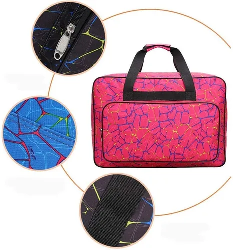 Miniatura 3 de Estuche de transporte para máquina de coser con asa, bolsa de nylon, estuche de transporte con acolchado y bolsillos con asas, adecuado para la Rojo
