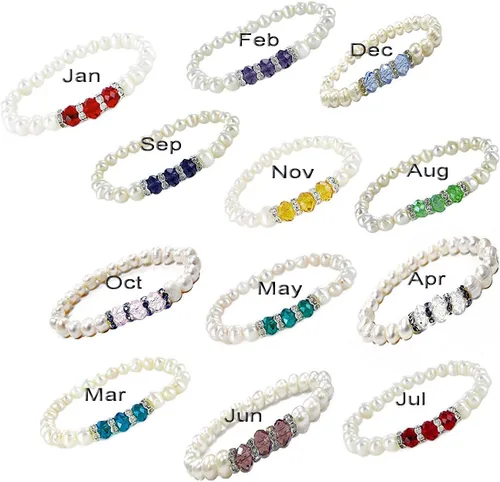 Miniatura 7 de Linpeng Elegante pulsera de piedra natal de perlas cultivadas de agua dulce para mujer, turquesa, 7 5 pulgadas de EE. UU