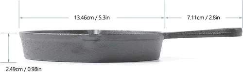 Miniatura 2 de HAWOK Sartén de hierro fundido, sartén redonda, mini servidor, DIA.5.3 pulgadas, negro