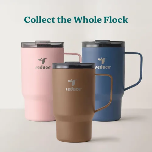 Miniatura 7 de REDUCE Hot1 - Taza aislante de acero inoxidable Hot1 de 18 onzas con tapa de ajuste de temperatura - Vacío de doble pared, compatible con portavasos
