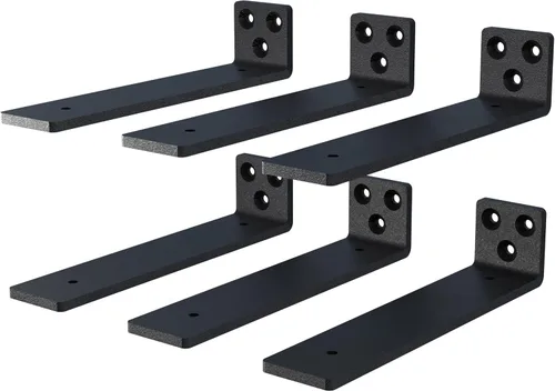 NEODROP Soportes de estante flotante de 6 pulgadas, soporte oculto resistente para pared, repisa, estanterías, acero recubierto de polvo negro,