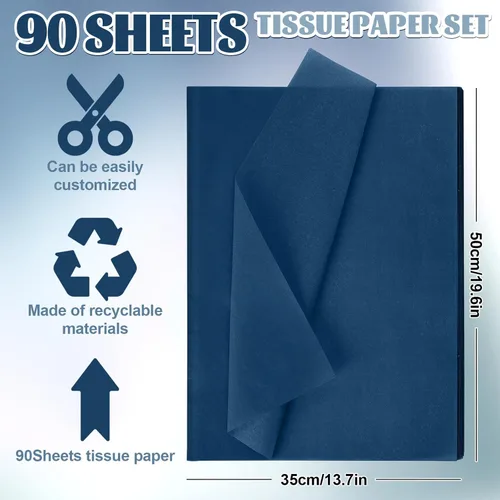 Miniatura 2 de Whaline 90 hojas de papel de seda azul polvoriento, papel de regalo azul degradado de 13.7 x 19.6 pulgadas, 6 colores sólidos para manualidades