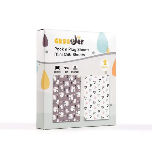 Miniatura 2 de Juego de 2 sábanas ajustadas de punto de jersey elástico ultra suave, se adapta a sábanas portátiles/mini cunas, almohadillas de colchón de Rosa